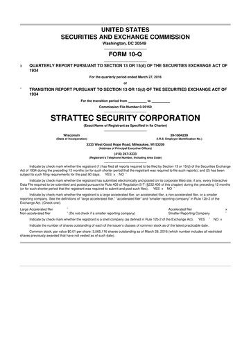 Vorschaubild Strattec Security 10-Q Quartalsbericht 2016 