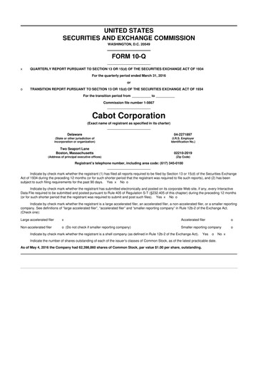 Thumbnail Cabot Corporation
 10-Q Quarterly Report FY2016 