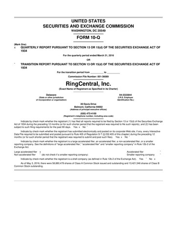 Thumbnail RingCentral
 10-Q Quarterly Report FY 