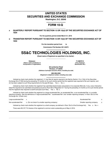 Thumbnail SS&C Technologies
 10-Q Quarterly Report FY2016 