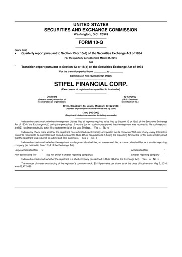 Thumbnail Stifel
 10-Q Quarterly Report FY2016 