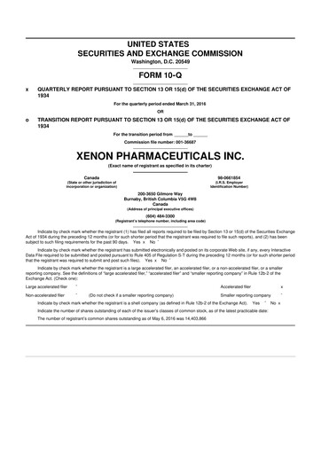 Thumbnail Xenon Pharmaceuticals 10-Q Quarterly Report FY 