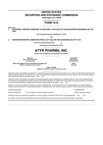 Thumbnail aTyr Pharma 10-Q Quarterly Report FY 