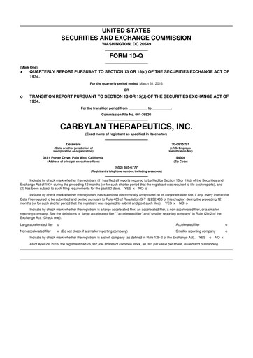 Vorschaubild KalVista Pharmaceuticals 10-Q Quartalsbericht 2016 