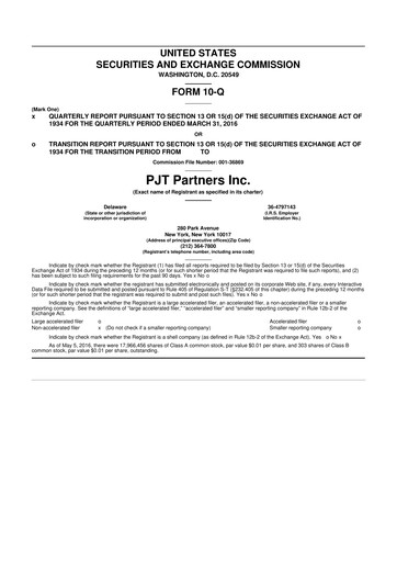 Thumbnail PJT Partners
 10-Q Quarterly Report FY2016 