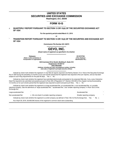 Vorschaubild Gevo 10-Q Quartalsbericht 2016 