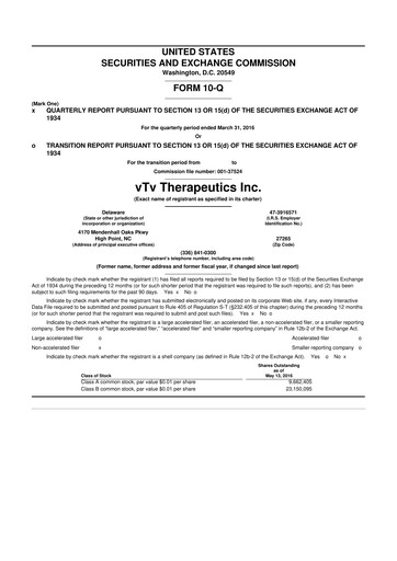 Thumbnail vTv Therapeutics
 10-Q Quarterly Report FY2016 