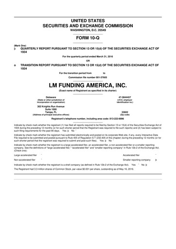Thumbnail LM Funding America 10-Q Quarterly Report FY2016 