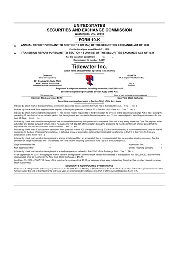 Thumbnail Tidewater 10-K Annual Report 2016