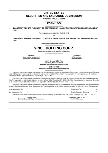 Thumbnail Vince Holding 10-Q Quarterly Report FY2016 