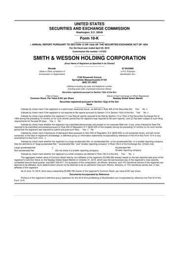 Thumbnail Smith & Wesson 10-K Annual Report 2016