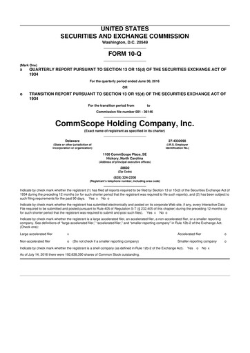 Thumbnail CommScope
 10-Q Quarterly Report FY2016 