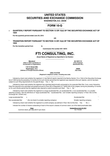 Thumbnail FTI Consulting 10-Q Quarterly Report FY2016 