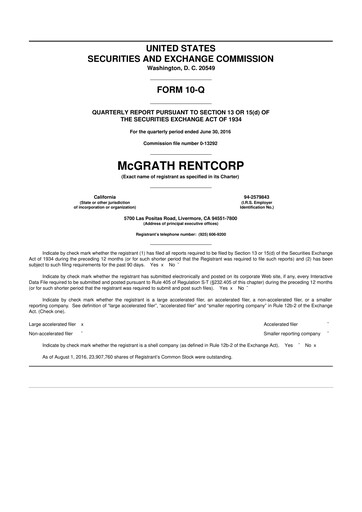 Miniature McGrath RentCorp
 10-Q Rapport trimestriel 2016 