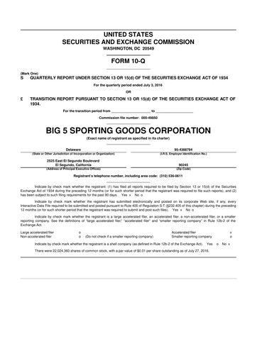 Thumbnail Big 5 Sporting Goods 10-Q Quarterly Report FY2016 
