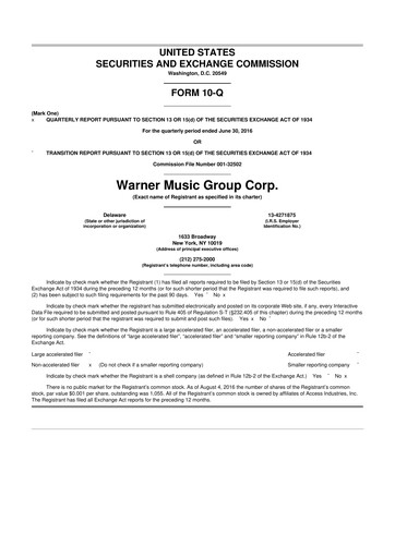 Thumbnail Warner Music Group
 10-Q Quarterly Report FY2016 