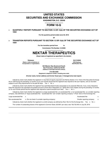 Thumbnail Nektar Therapeutics
 10-Q Quarterly Report FY2016 