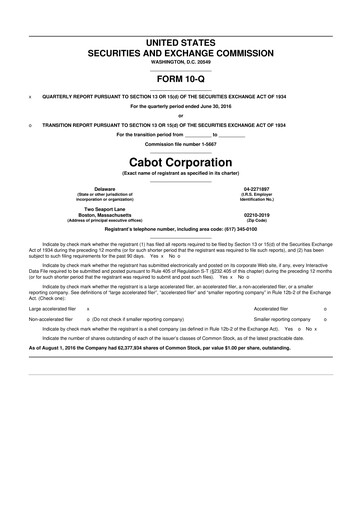 Thumbnail Cabot Corporation
 10-Q Quarterly Report FY2016 