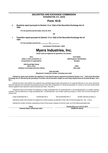 Thumbnail Myers Industries 10-Q Quarterly Report FY2016 
