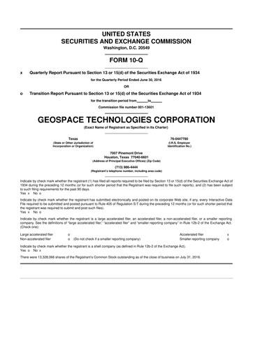 Thumbnail Geospace Technologies
 10-Q Quarterly Report FY2016 