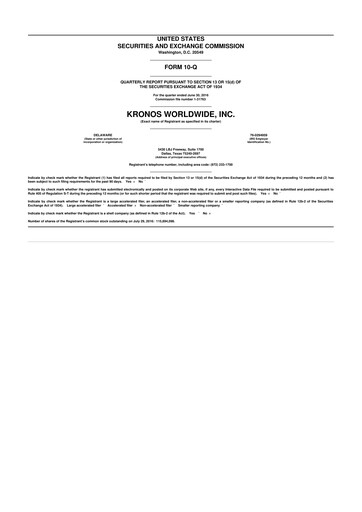 Thumbnail Kronos Worldwide 10-Q Quarterly Report FY2016 