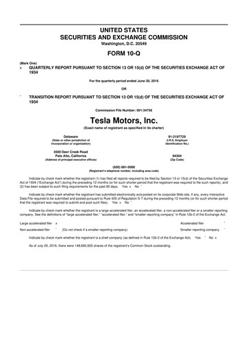 Thumbnail Tesla 10-Q Quarterly Report FY2016 