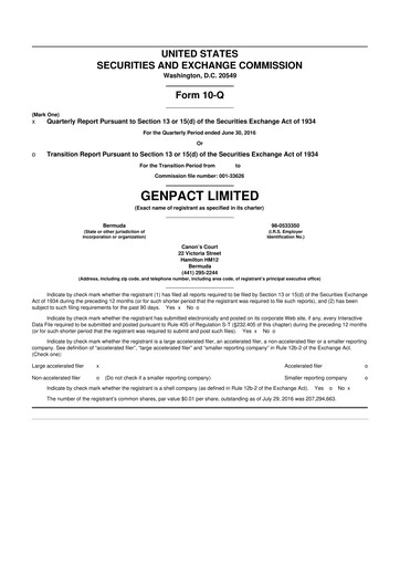 Vorschaubild Genpact 10-Q Quartalsbericht 2016 