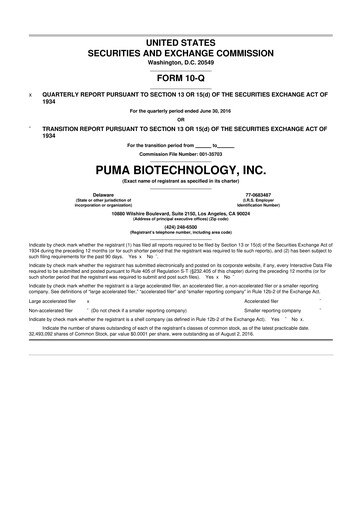 Thumbnail Puma Biotechnology 10-Q Quarterly Report FY2016 