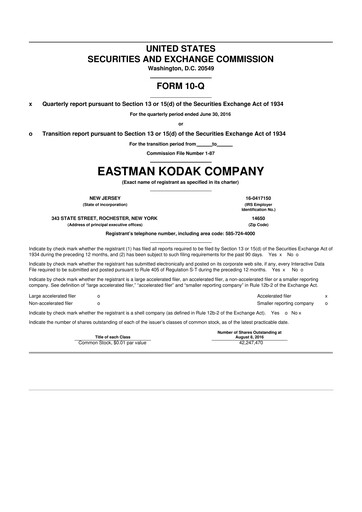 Thumbnail Eastman Kodak Company 10-Q Quarterly Report FY2016 