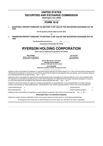 Thumbnail Ryerson 10-Q Quarterly Report FY2016 