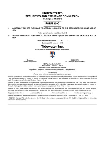 Thumbnail Tidewater 10-Q Quarterly Report FY2017 