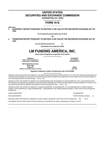 Thumbnail LM Funding America 10-Q Quarterly Report FY2016 