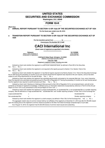 Thumbnail CACI International Inc 10-K Annual Report 2016