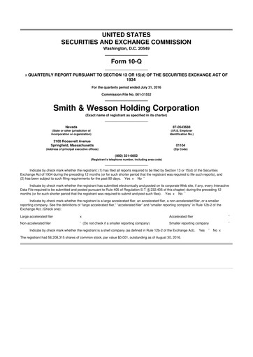 Thumbnail Smith & Wesson 10-Q Quarterly Report FY2017 