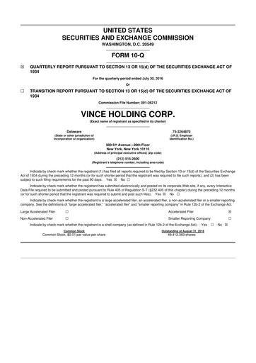 Thumbnail Vince Holding 10-Q Quarterly Report FY2016 