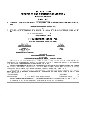 Thumbnail RPM International
 10-Q Quarterly Report FY2017 