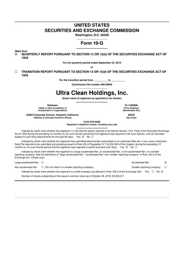 Vorschaubild UCT (Ultra Clean Holdings) 10-Q Quartalsbericht 2016 