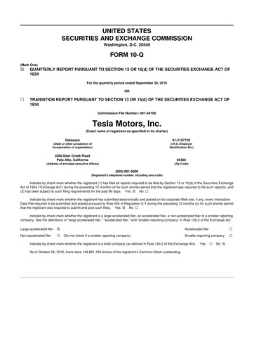 Thumbnail Tesla 10-Q Quarterly Report FY2016 