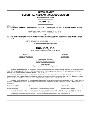 Thumbnail HubSpot 10-Q Quarterly Report FY2016 