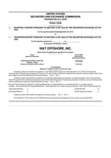 Thumbnail W&T Offshore 10-Q Quarterly Report FY2016 