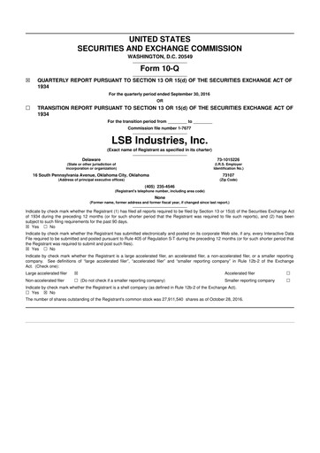 Thumbnail LSB Industries 10-Q Quarterly Report FY2016 