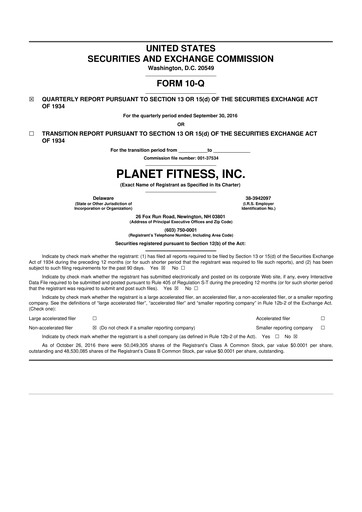 Thumbnail Planet Fitness
 10-Q Quarterly Report FY2016 