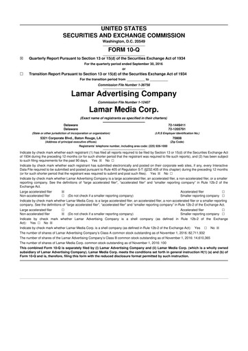 Thumbnail Lamar Advertising 10-Q Quarterly Report FY 