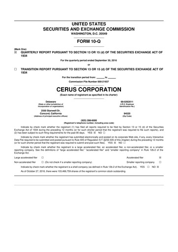 Thumbnail Cerus Corporation 10-Q Quarterly Report FY2016 