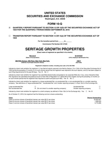 Thumbnail Seritage Growth Properties
 10-Q Quarterly Report FY2016 