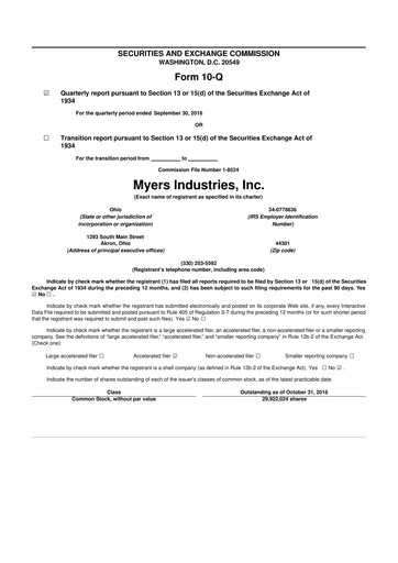 Thumbnail Myers Industries 10-Q Quarterly Report FY2016 