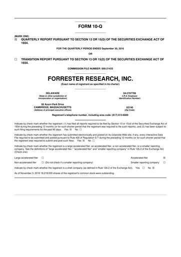 Vorschaubild Forrester Research
 10-Q Quartalsbericht 2016 