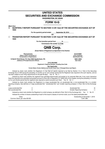 Thumbnail QNB Corp. 10-Q Quarterly Report FY2016 