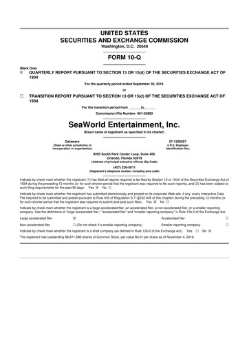 Thumbnail United Parks & Resorts 10-Q Quarterly Report FY2016 