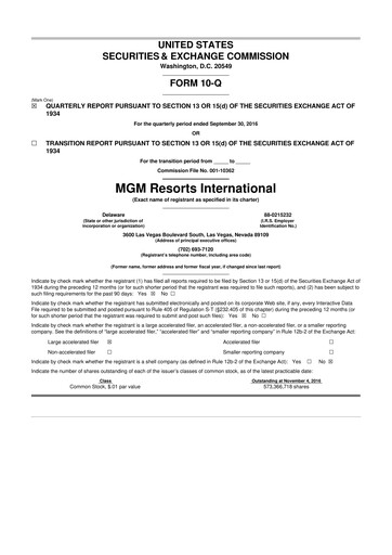 Thumbnail MGM Resorts

 10-Q Quarterly Report FY2016 